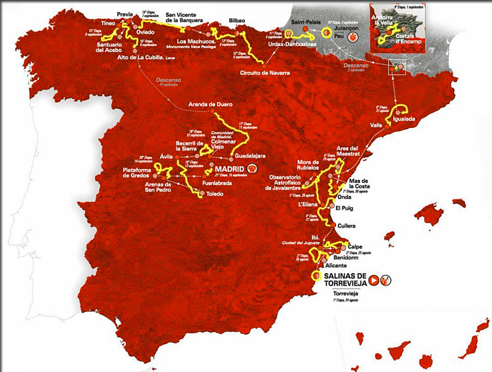 CARTE du parcours de la vuelta 2019