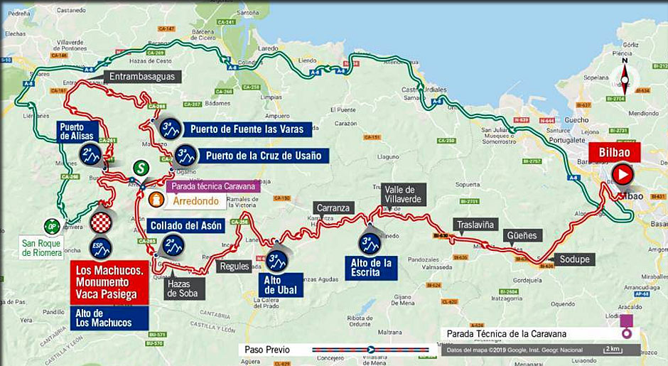 itineraire de l'étape de LOS MACHUTOS, la vuelta 2019
