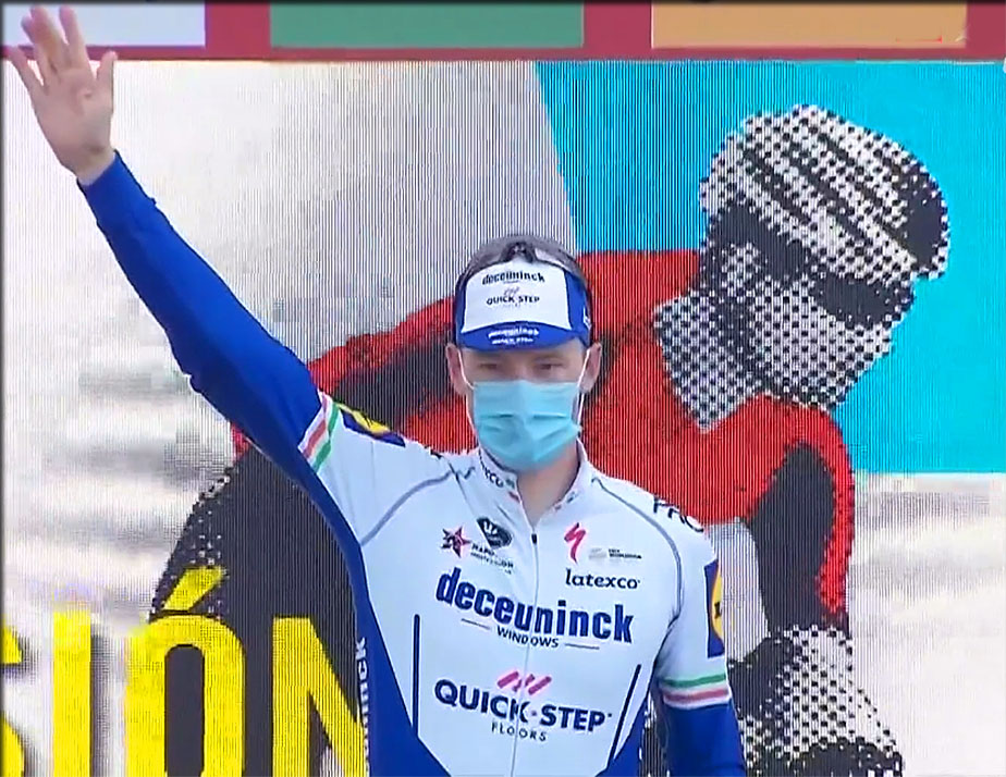 Sam Bennet podium de la 4 ème étape la vuelta 2020